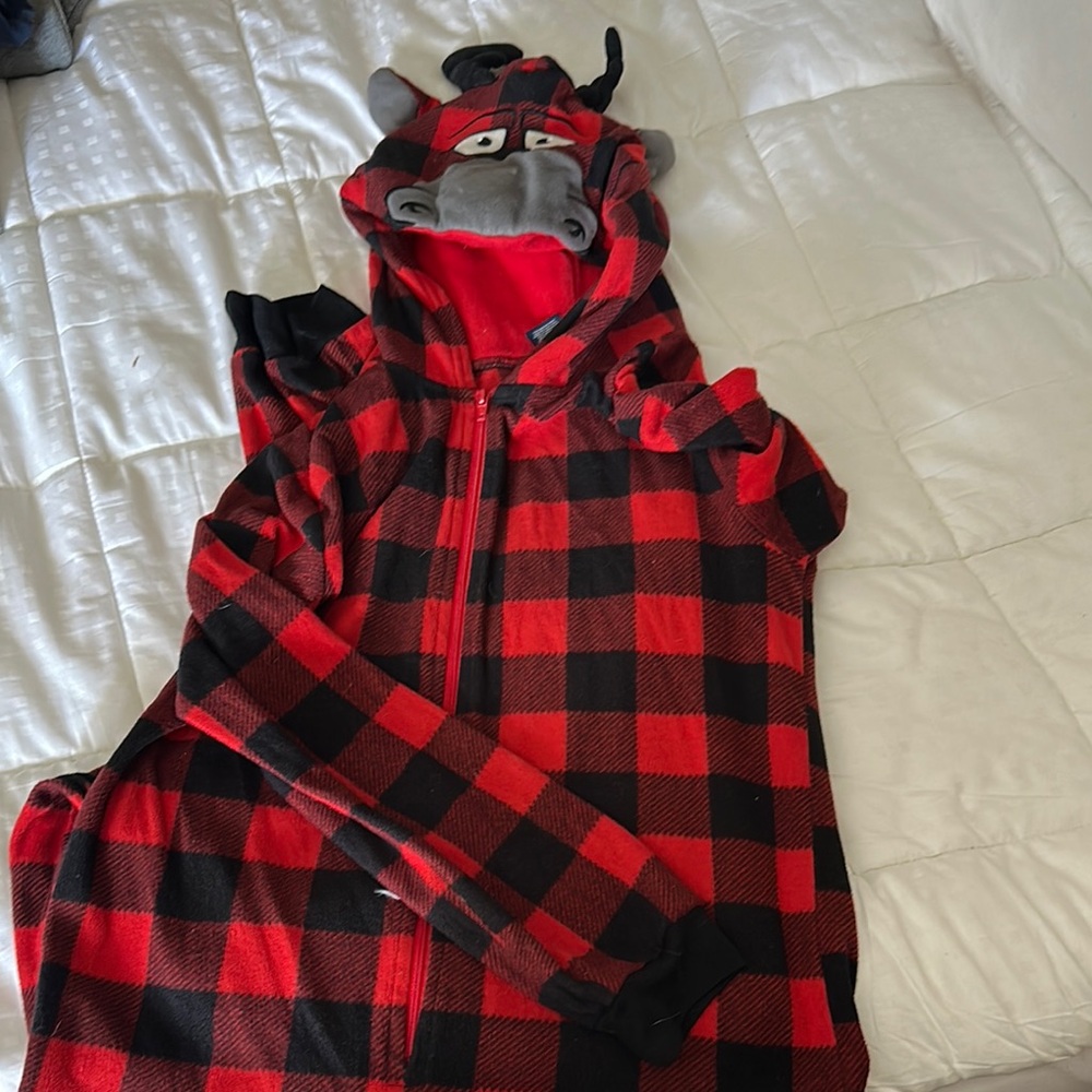 Red and Black Plaid Hooded Onesie